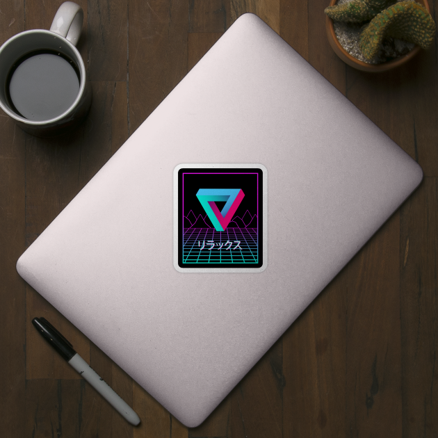 Penrose Triangle Retro Relax Vaporwave Aesthetic by jodotodesign